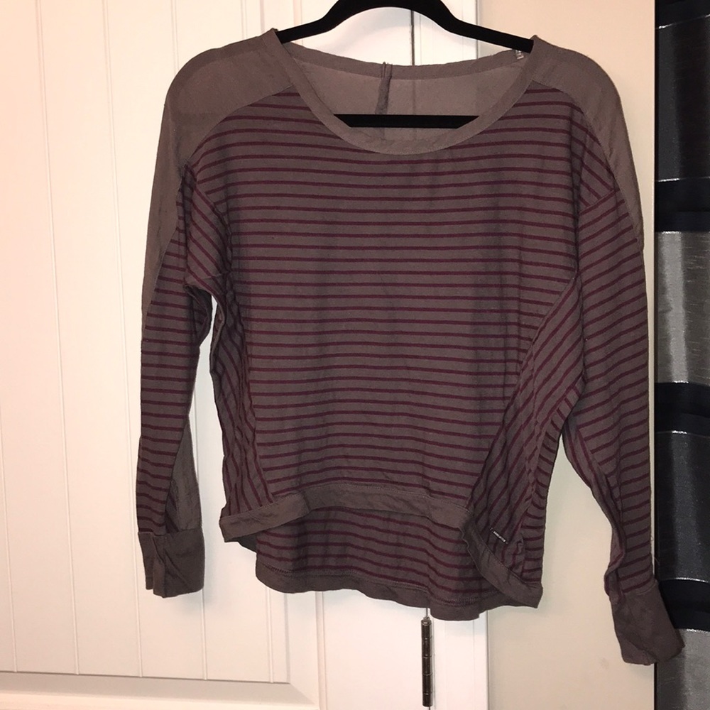 HangTen Sz S Gray & Plum (purple) striped l/s top